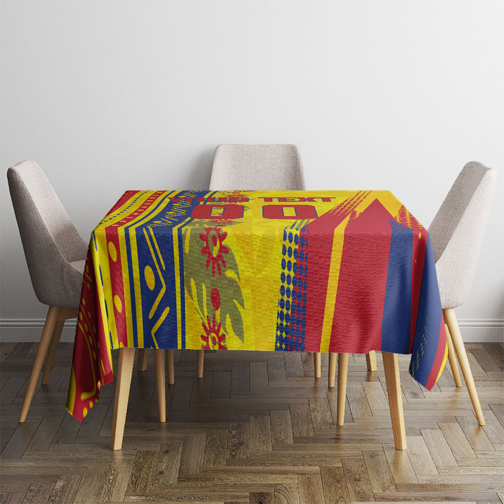 Personalized Colombia Soccer Tablecloth Floral Folk Pattern - Retro Football Player Art