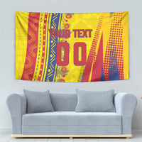 Personalized Colombia Soccer Tapestry Floral Folk Pattern - Retro Football Player Art