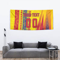 Personalized Colombia Soccer Tapestry Floral Folk Pattern - Retro Football Player Art