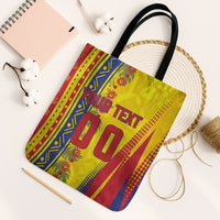 Personalized Colombia Soccer Tote Bag Floral Folk Pattern - Retro Football Player Art