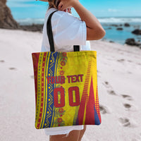 Personalized Colombia Soccer Tote Bag Floral Folk Pattern - Retro Football Player Art