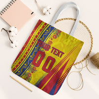 Personalized Colombia Soccer Tote Bag Floral Folk Pattern - Retro Football Player Art