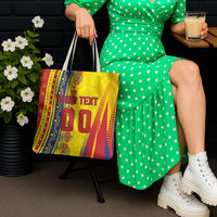 Personalized Colombia Soccer Tote Bag Floral Folk Pattern - Retro Football Player Art
