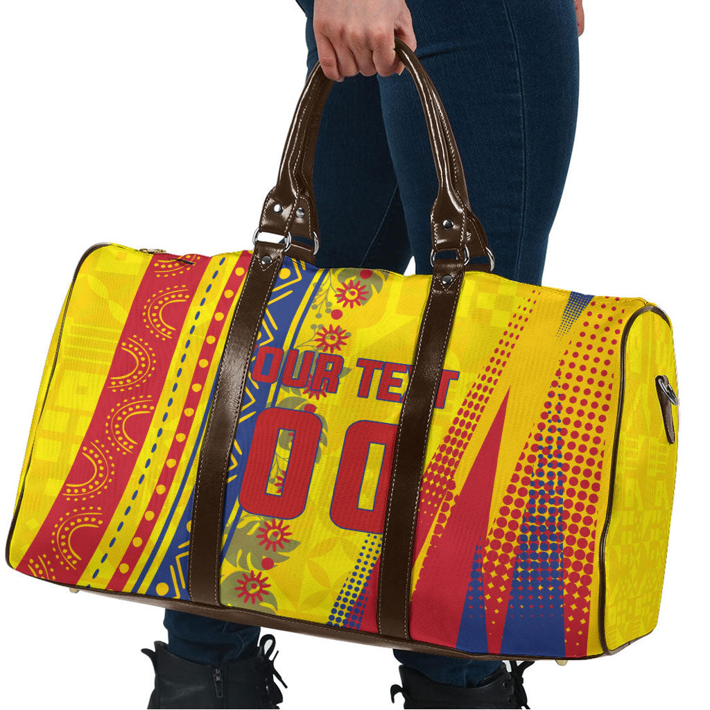 Personalized Colombia Soccer Travel Bag Floral Folk Pattern - Retro Football Player Art