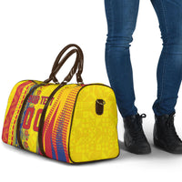 Personalized Colombia Soccer Travel Bag Floral Folk Pattern - Retro Football Player Art