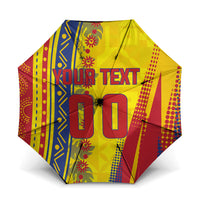 Personalized Colombia Soccer Umbrella Floral Folk Pattern - Retro Football Player Art