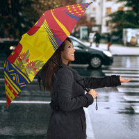 Personalized Colombia Soccer Umbrella Floral Folk Pattern - Retro Football Player Art