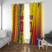 Personalized Colombia Soccer Window Curtain Floral Folk Pattern - Retro Football Player Art