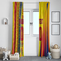 Personalized Colombia Soccer Window Curtain Floral Folk Pattern - Retro Football Player Art
