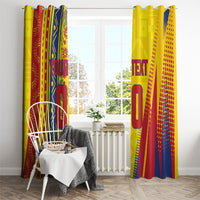 Personalized Colombia Soccer Window Curtain Floral Folk Pattern - Retro Football Player Art