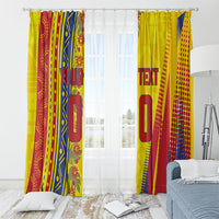 Personalized Colombia Soccer Window Curtain Floral Folk Pattern - Retro Football Player Art