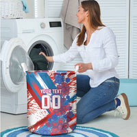 Personalized Paraguay Soccer Laundry Basket Lion Football Mascot - Guarani Folk Art - Traditional Harp And Guitar