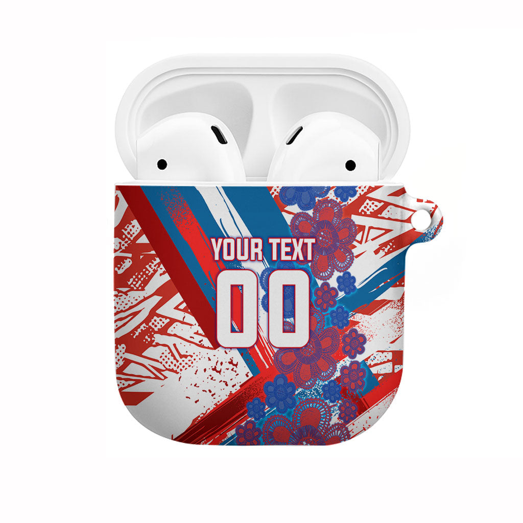 Personalized Paraguay Soccer AirPods Case Lion Football Mascot - Guarani Folk Art - Traditional Harp And Guitar