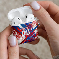 Personalized Paraguay Soccer AirPods Case Lion Football Mascot - Guarani Folk Art - Traditional Harp And Guitar