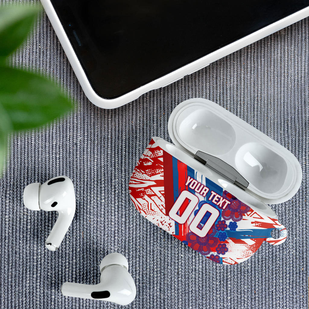 Personalized Paraguay Soccer AirPods Case Lion Football Mascot - Guarani Folk Art - Traditional Harp And Guitar