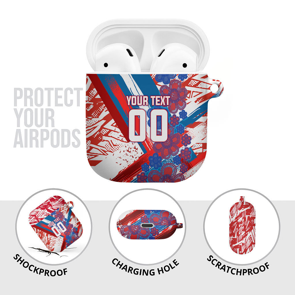 Personalized Paraguay Soccer AirPods Case Lion Football Mascot - Guarani Folk Art - Traditional Harp And Guitar