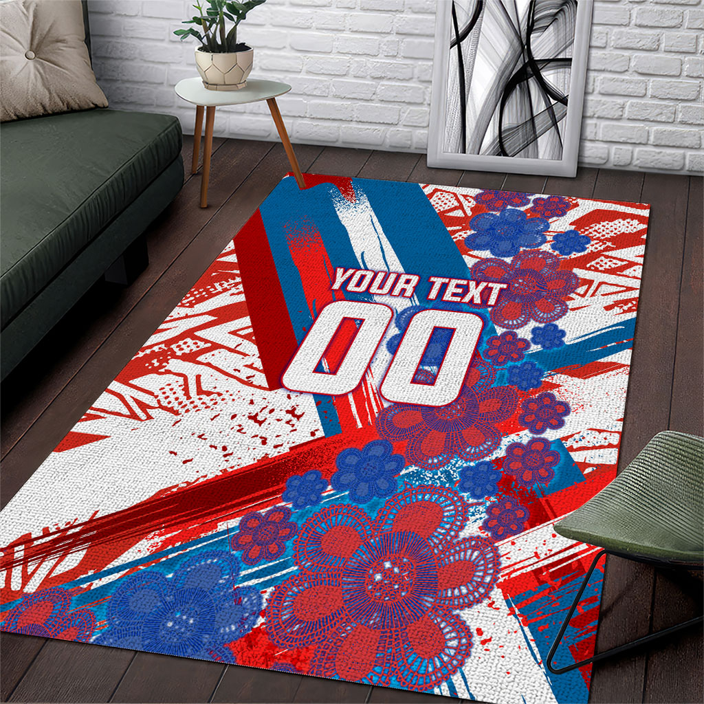 Personalized Paraguay Soccer Area Rug Lion Football Mascot - Guarani Folk Art - Traditional Harp And Guitar