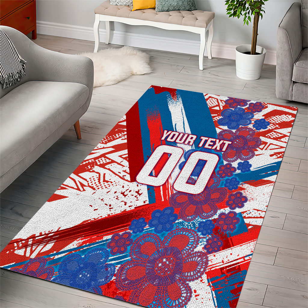 Personalized Paraguay Soccer Area Rug Lion Football Mascot - Guarani Folk Art - Traditional Harp And Guitar