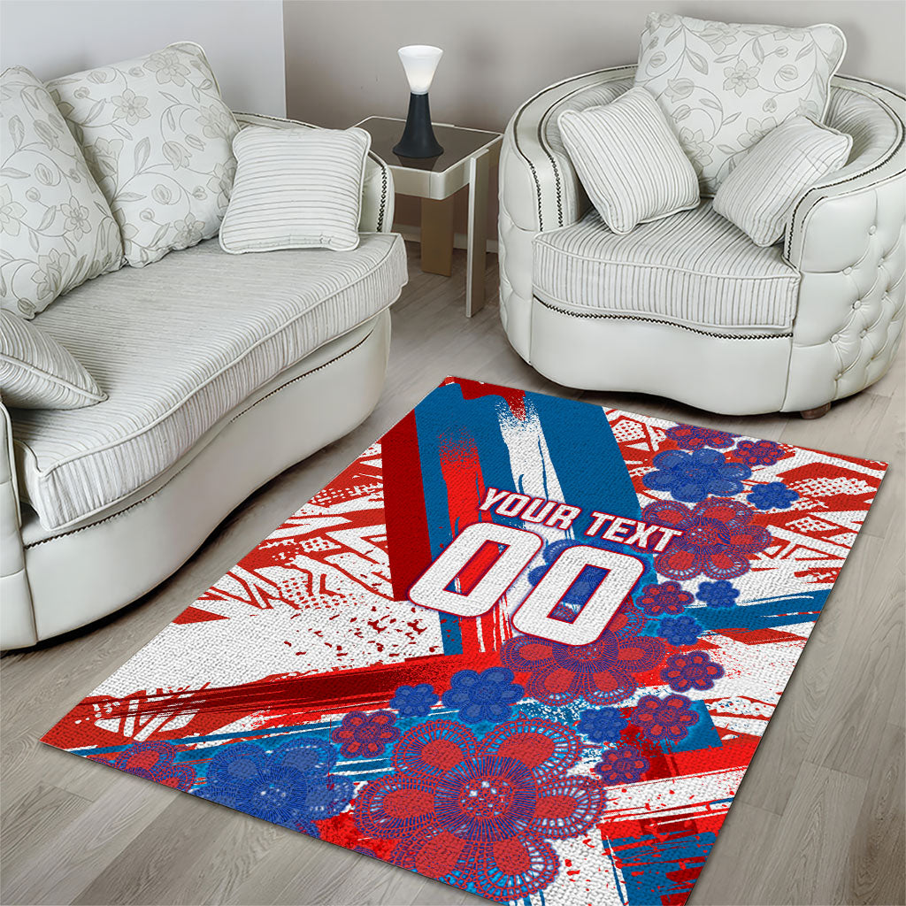 Personalized Paraguay Soccer Area Rug Lion Football Mascot - Guarani Folk Art - Traditional Harp And Guitar