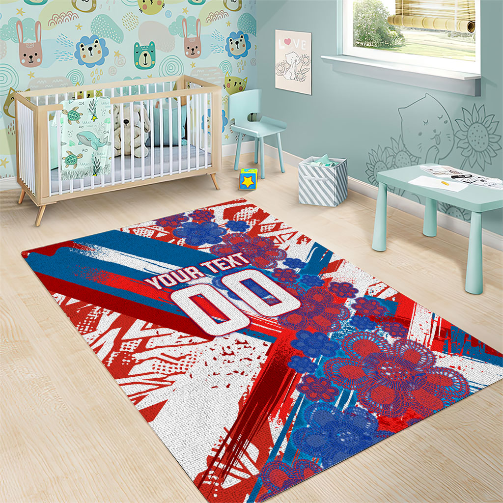 Personalized Paraguay Soccer Area Rug Lion Football Mascot - Guarani Folk Art - Traditional Harp And Guitar