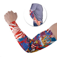 Personalized Paraguay Soccer Arm Sleeves Lion Football Mascot - Guarani Folk Art - Traditional Harp And Guitar