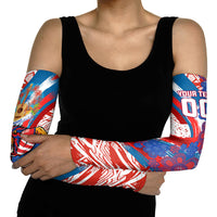 Personalized Paraguay Soccer Arm Sleeves Lion Football Mascot - Guarani Folk Art - Traditional Harp And Guitar