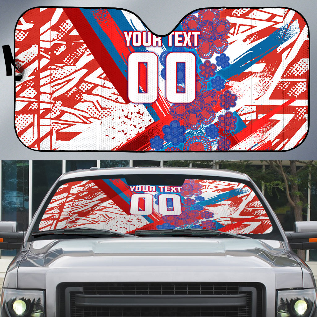 Personalized Paraguay Soccer Auto Sun Shade Lion Football Mascot - Guarani Folk Art - Traditional Harp And Guitar
