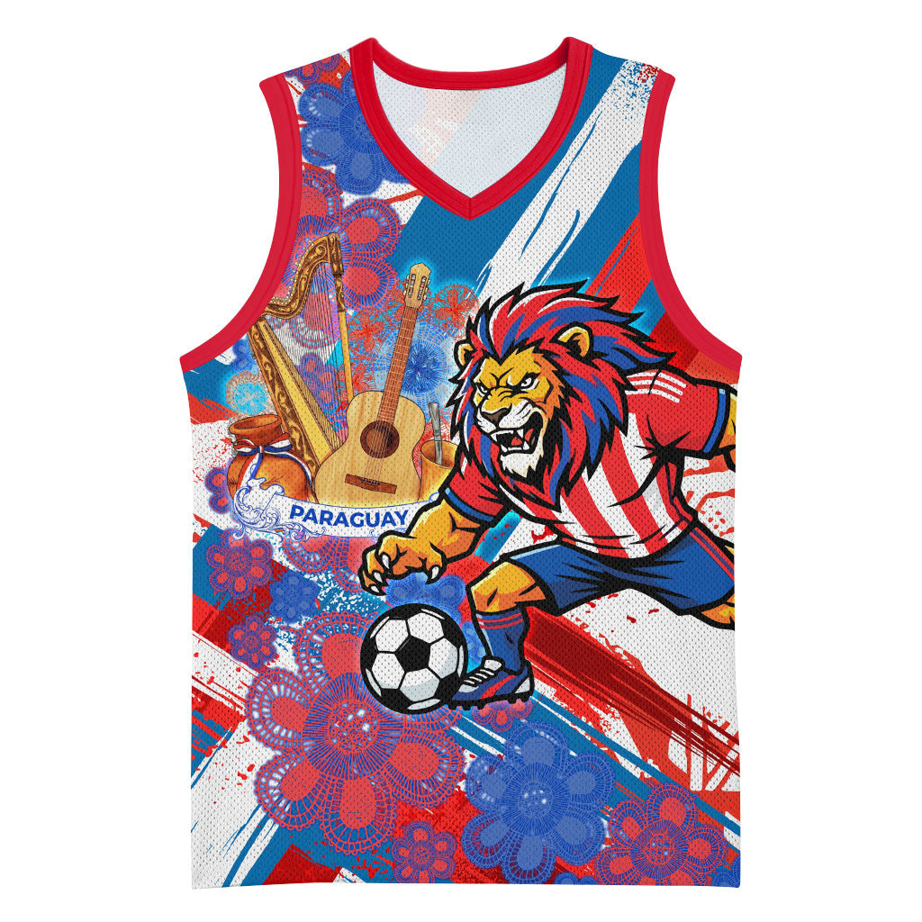 Personalized Paraguay Soccer Basketball Jersey Lion Football Mascot - Guarani Folk Art - Traditional Harp And Guitar
