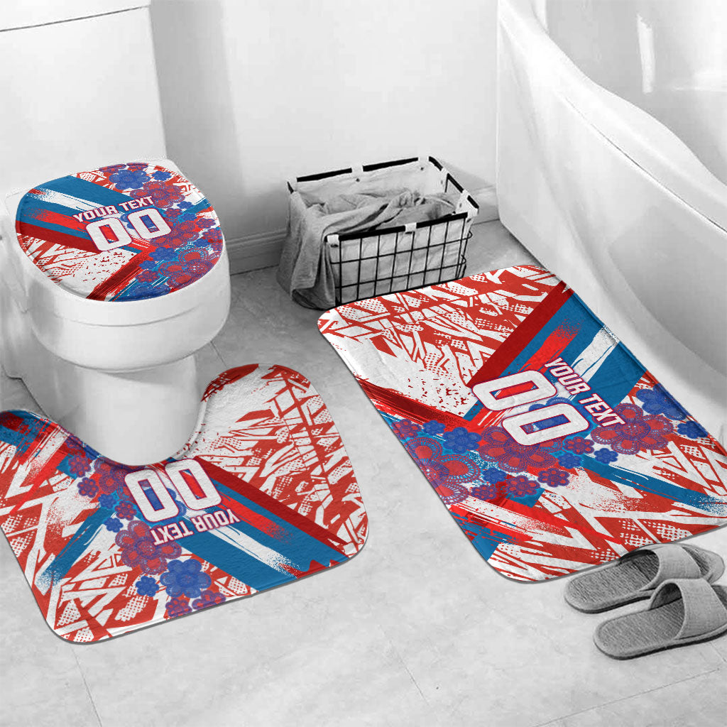 Personalized Paraguay Soccer Bathroom Set Lion Football Mascot - Guarani Folk Art - Traditional Harp And Guitar