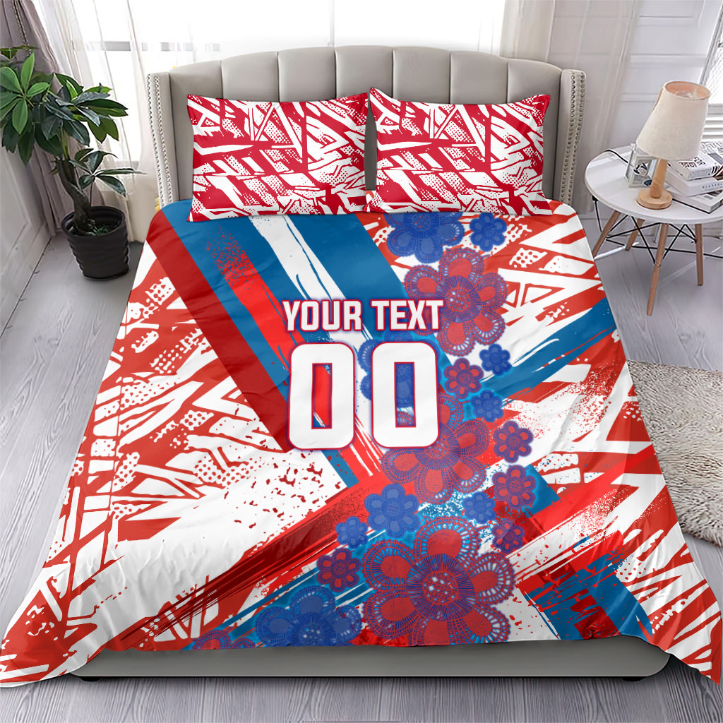 Personalized Paraguay Soccer Bedding Set Lion Football Mascot - Guarani Folk Art - Traditional Harp And Guitar