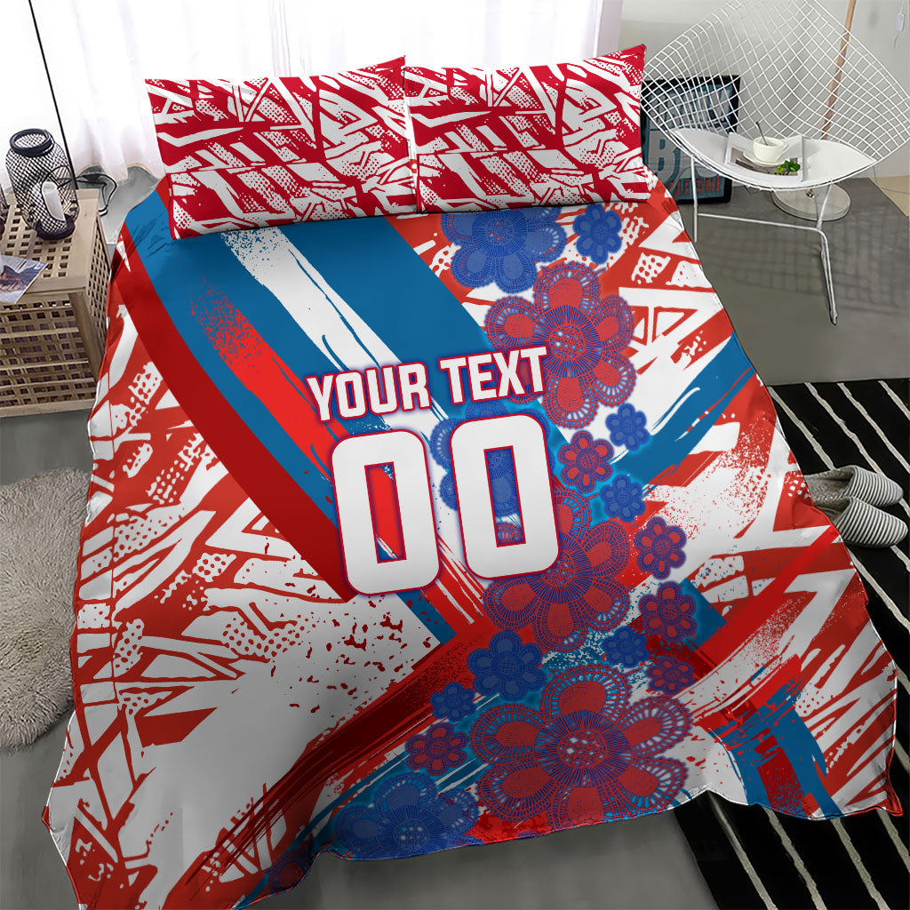 Personalized Paraguay Soccer Bedding Set Lion Football Mascot - Guarani Folk Art - Traditional Harp And Guitar