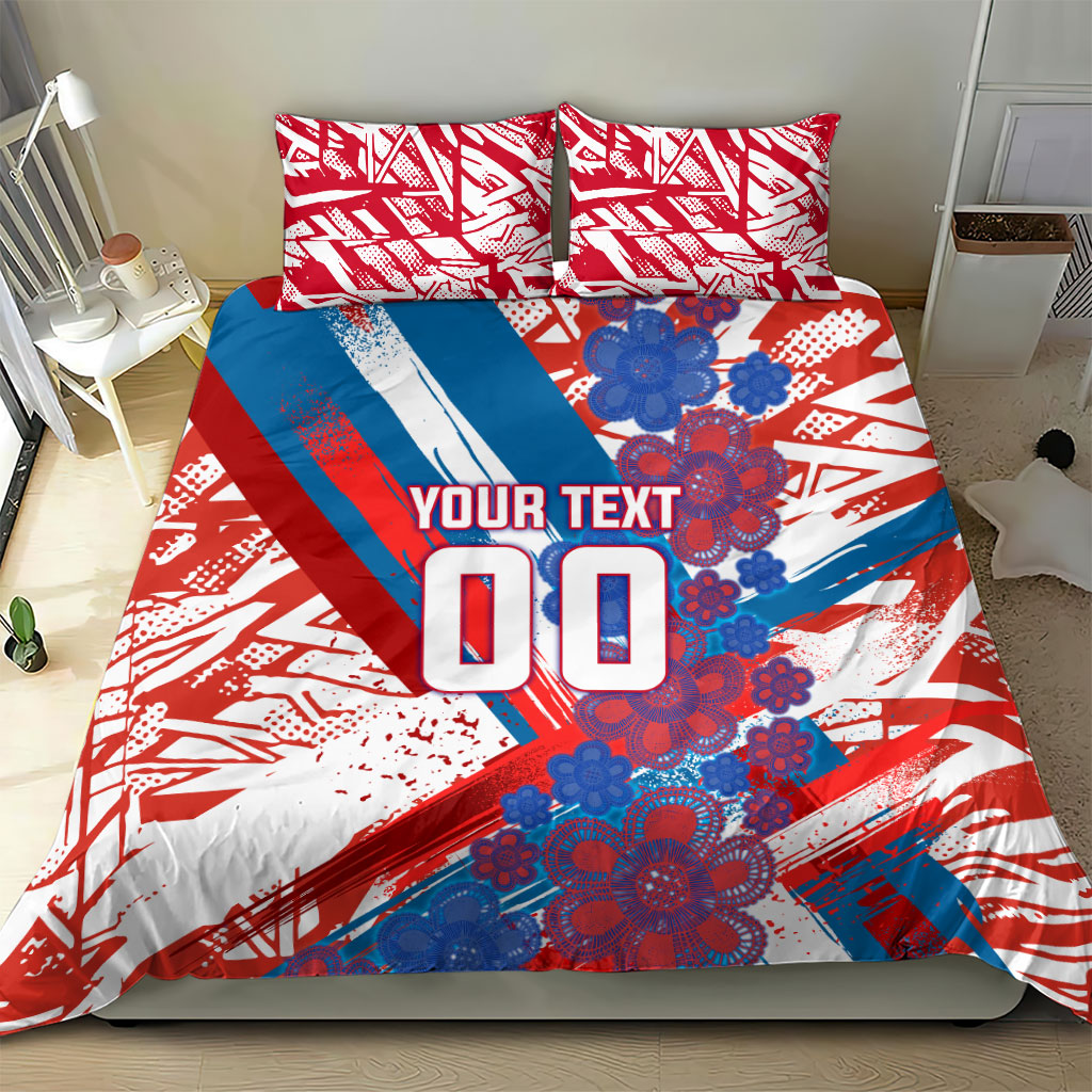 Personalized Paraguay Soccer Bedding Set Lion Football Mascot - Guarani Folk Art - Traditional Harp And Guitar