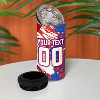 Personalized Paraguay Soccer 4 in 1 Can Cooler Tumbler Lion Football Mascot - Guarani Folk Art - Traditional Harp And Guitar