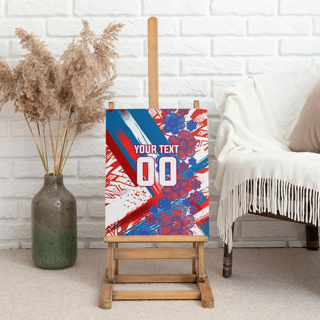 Personalized Paraguay Soccer Canvas Wall Art Lion Football Mascot - Guarani Folk Art - Traditional Harp And Guitar