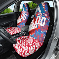 Personalized Paraguay Soccer Car Seat Cover Lion Football Mascot - Guarani Folk Art - Traditional Harp And Guitar