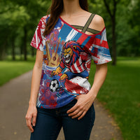Personalized Paraguay Soccer Cross Shoulder Shirt Lion Football Mascot - Guarani Folk Art - Traditional Harp And Guitar