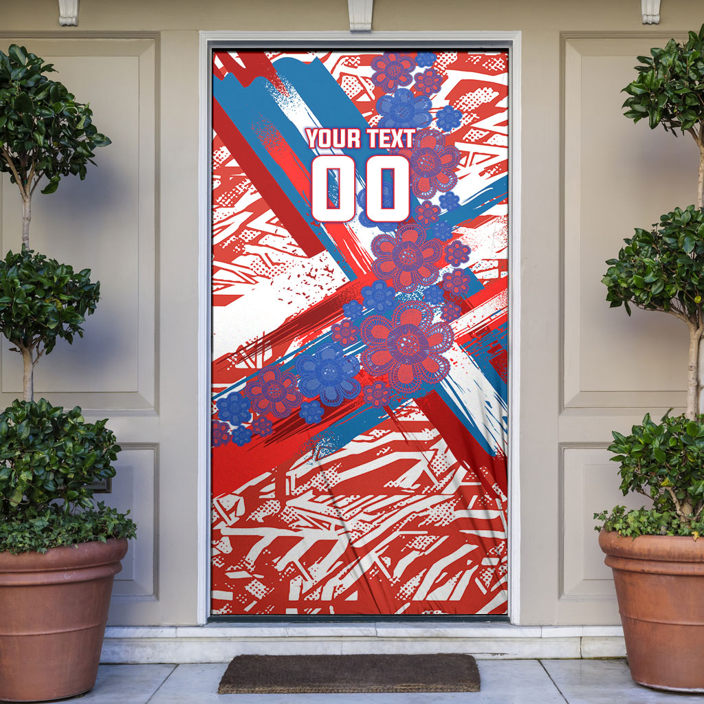 Personalized Paraguay Soccer Door Cover Lion Football Mascot - Guarani Folk Art - Traditional Harp And Guitar