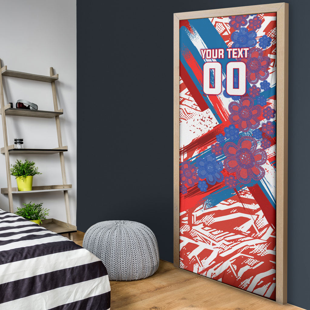 Personalized Paraguay Soccer Door Cover Lion Football Mascot - Guarani Folk Art - Traditional Harp And Guitar