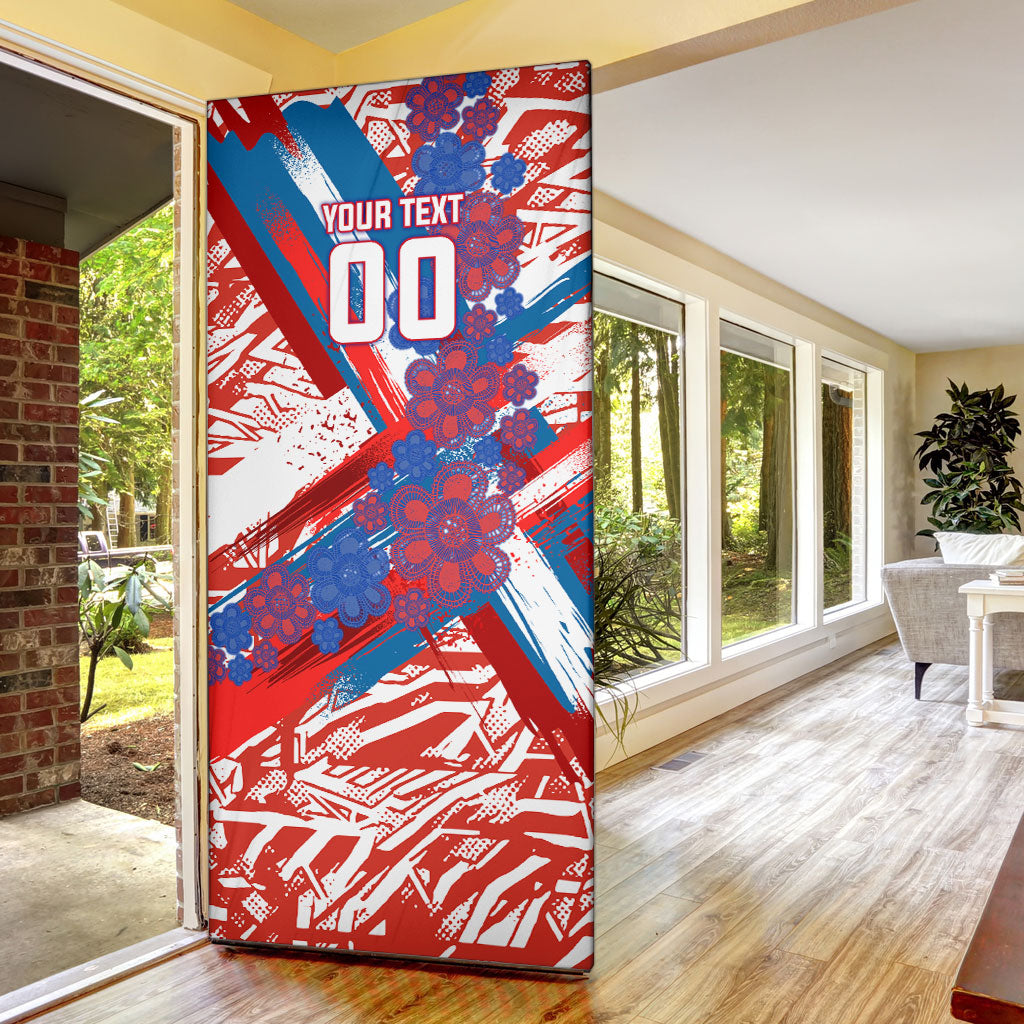 Personalized Paraguay Soccer Door Cover Lion Football Mascot - Guarani Folk Art - Traditional Harp And Guitar