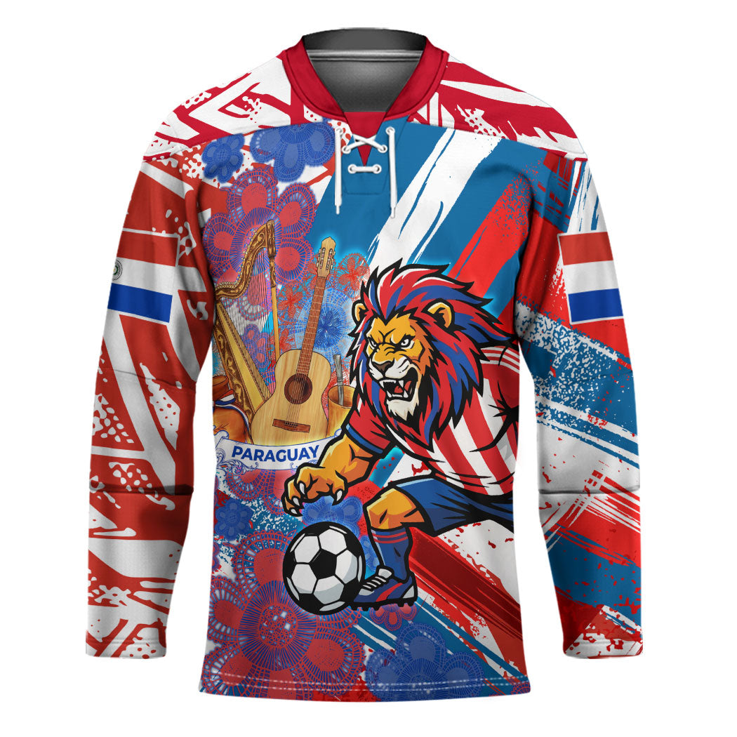 Personalized Paraguay Soccer Hockey Jersey Lion Football Mascot - Guarani Folk Art - Traditional Harp And Guitar