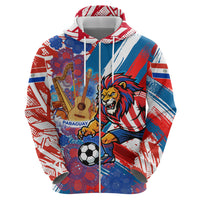 Personalized Paraguay Soccer Hoodie Lion Football Mascot - Guarani Folk Art - Traditional Harp And Guitar