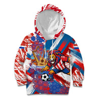 Personalized Paraguay Soccer Kid Hoodie Lion Football Mascot - Guarani Folk Art - Traditional Harp And Guitar