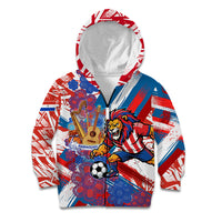 Personalized Paraguay Soccer Kid Hoodie Lion Football Mascot - Guarani Folk Art - Traditional Harp And Guitar