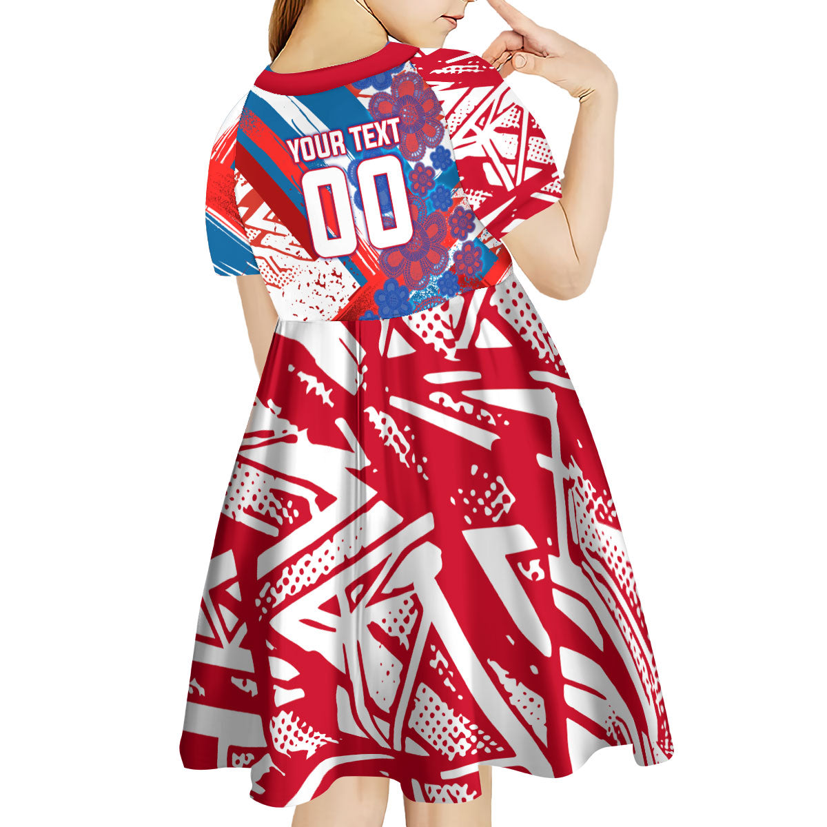 Personalized Paraguay Soccer Kid Short Sleeve Dress Lion Football Mascot - Guarani Folk Art - Traditional Harp And Guitar