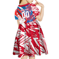 Personalized Paraguay Soccer Kid Short Sleeve Dress Lion Football Mascot - Guarani Folk Art - Traditional Harp And Guitar
