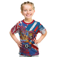 Personalized Paraguay Soccer Kid T Shirt Lion Football Mascot - Guarani Folk Art - Traditional Harp And Guitar