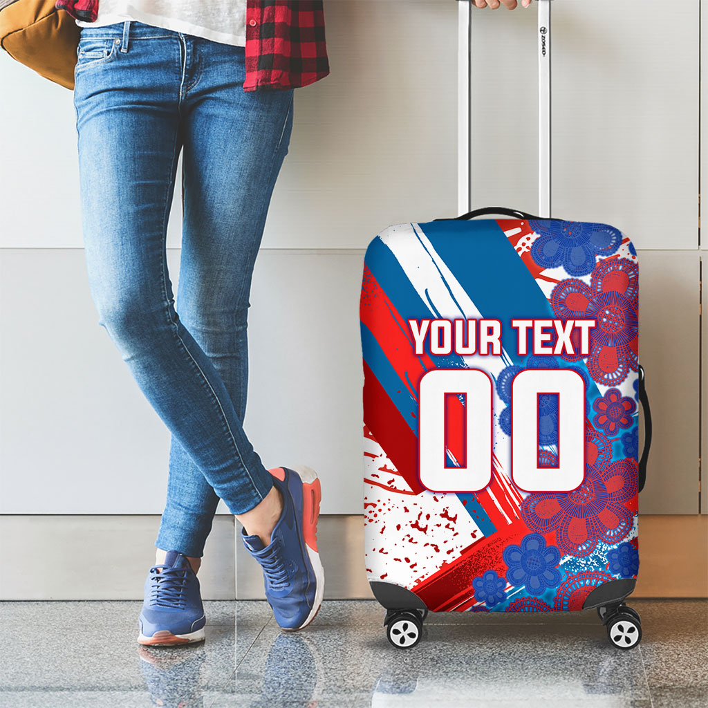 Personalized Paraguay Soccer Luggage Cover Lion Football Mascot - Guarani Folk Art - Traditional Harp And Guitar