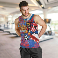 Personalized Paraguay Soccer Men Tank Top Lion Football Mascot - Guarani Folk Art - Traditional Harp And Guitar