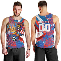 Personalized Paraguay Soccer Men Tank Top Lion Football Mascot - Guarani Folk Art - Traditional Harp And Guitar