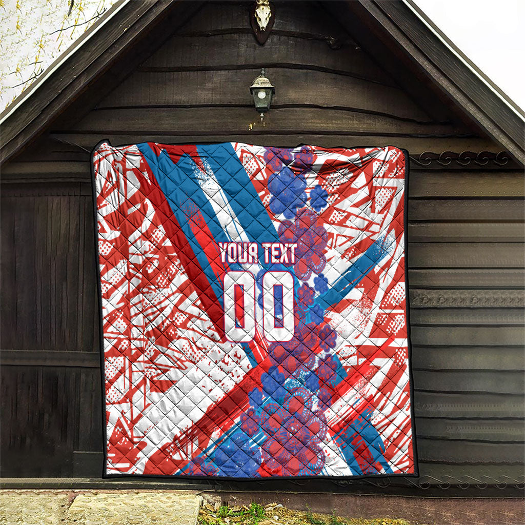 Personalized Paraguay Soccer Quilt Lion Football Mascot - Guarani Folk Art - Traditional Harp And Guitar